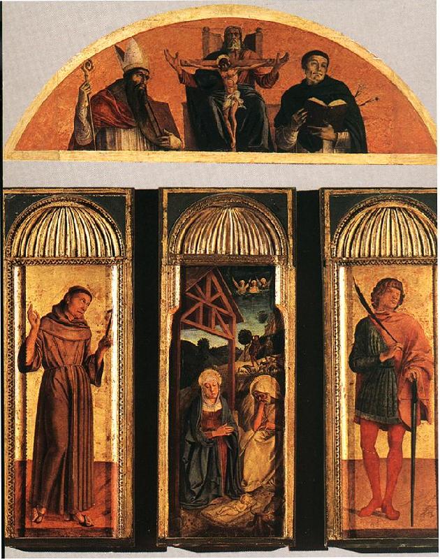 BELLINI, Giovanni Nativity Triptych Germany oil painting art